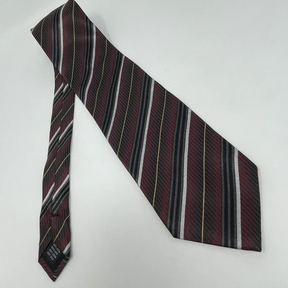 Croft Barrow 100% Silk Red Blue Black Vintage Stripes Geometric Classic Lot of 2